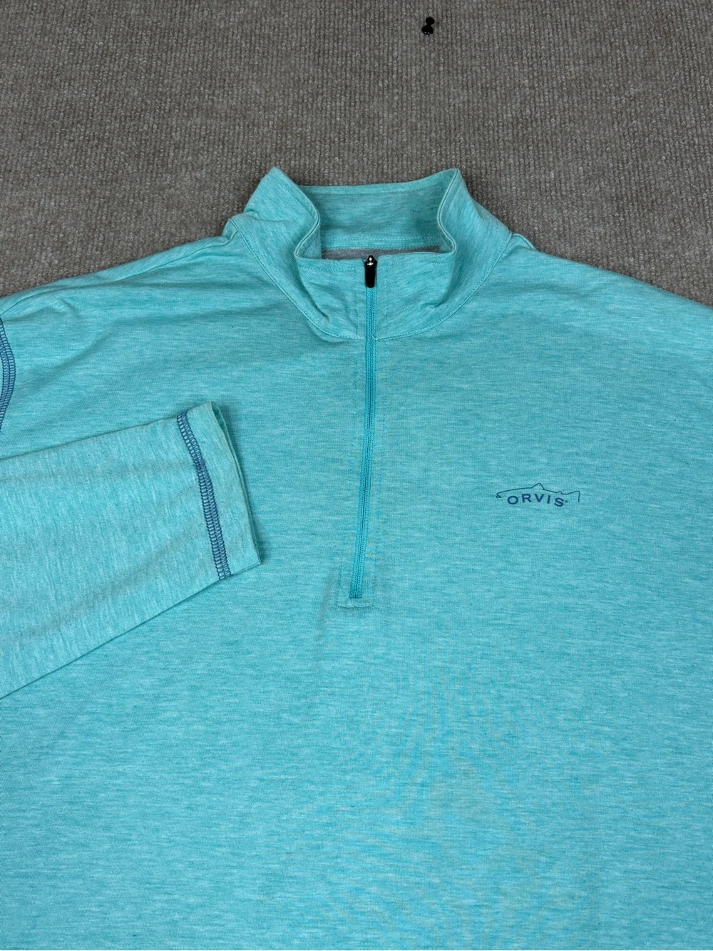 Orvis Trout Bum Shirt Blue 1/4 Zip Pullover Active Lightweight Thin Men's XL
